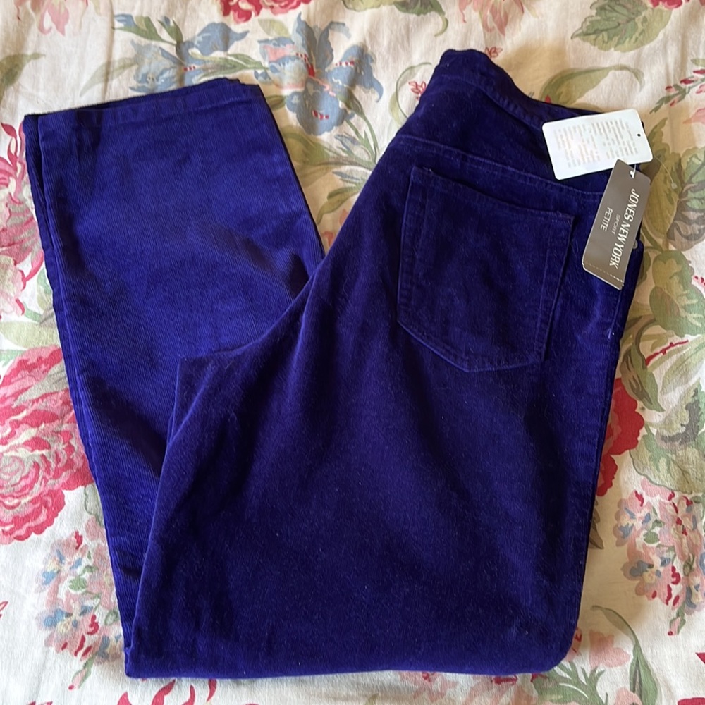 Vintage JONES NEW YORK Size 14P Ladies Corduroy 100% Cotton Vivid Purple NEW